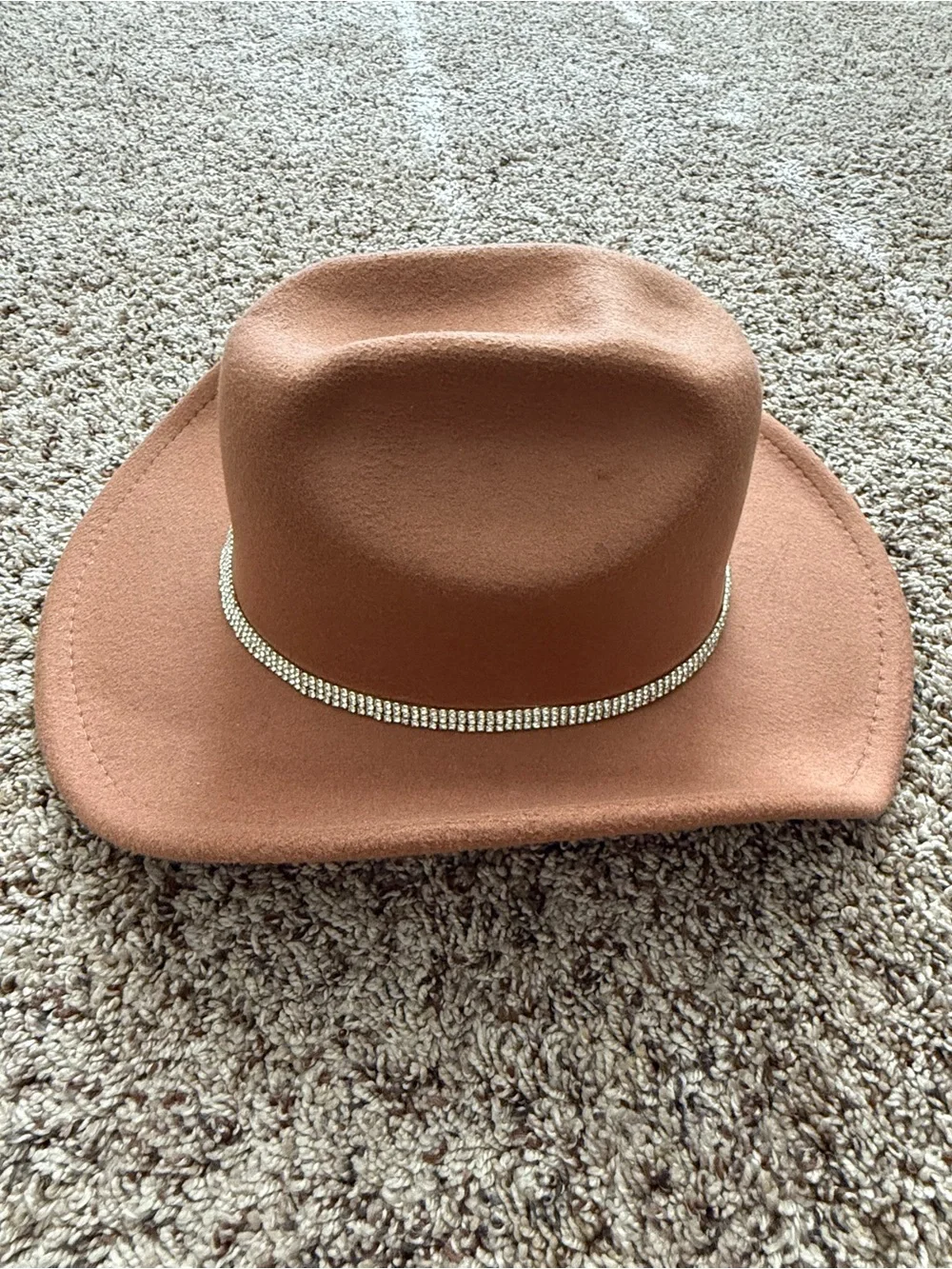 Women's Brown Felt Rancher Hat with Rhinestone Band